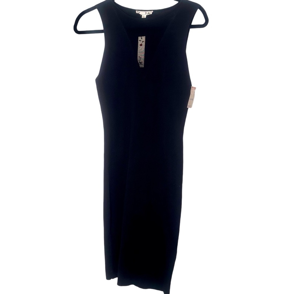 Black stretchy sheath dress with mesh detail. Size Large NWT